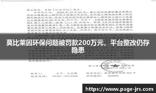 莫比莱因环保问题被罚款200万元，平台整改仍存隐患